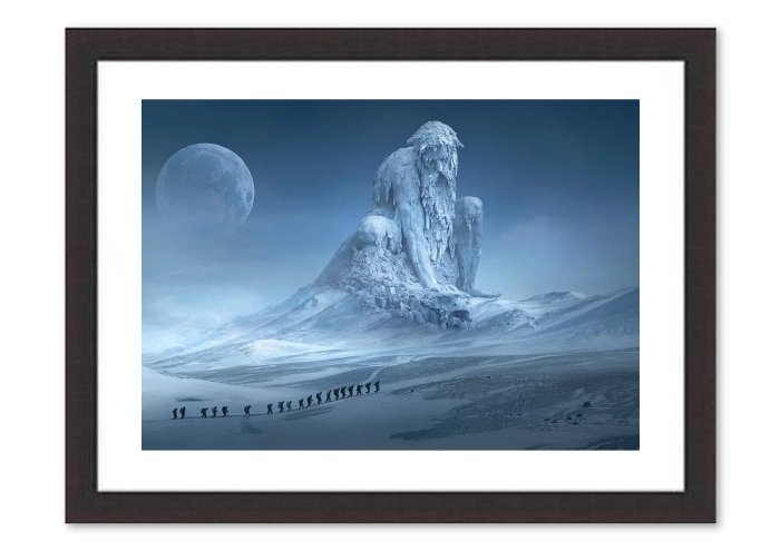 Fantasy Wanderer Sculpture Monument Ice Cold Snow